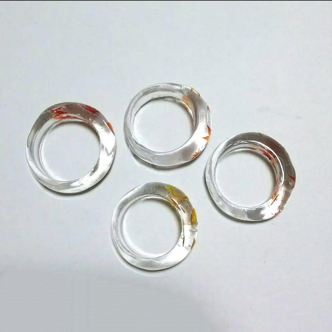 【163】レジンリング／モミジ∕イチョウ