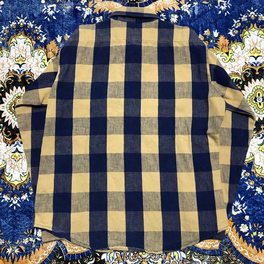 ファイブブラザー　ネルシャツ　イエロー×ネイビー　USA製