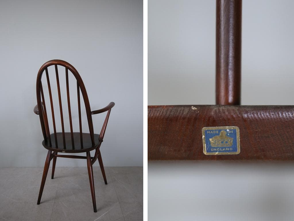 英国アンティークERCOLアーコールクエーカーアームチェア/イス91-152-5