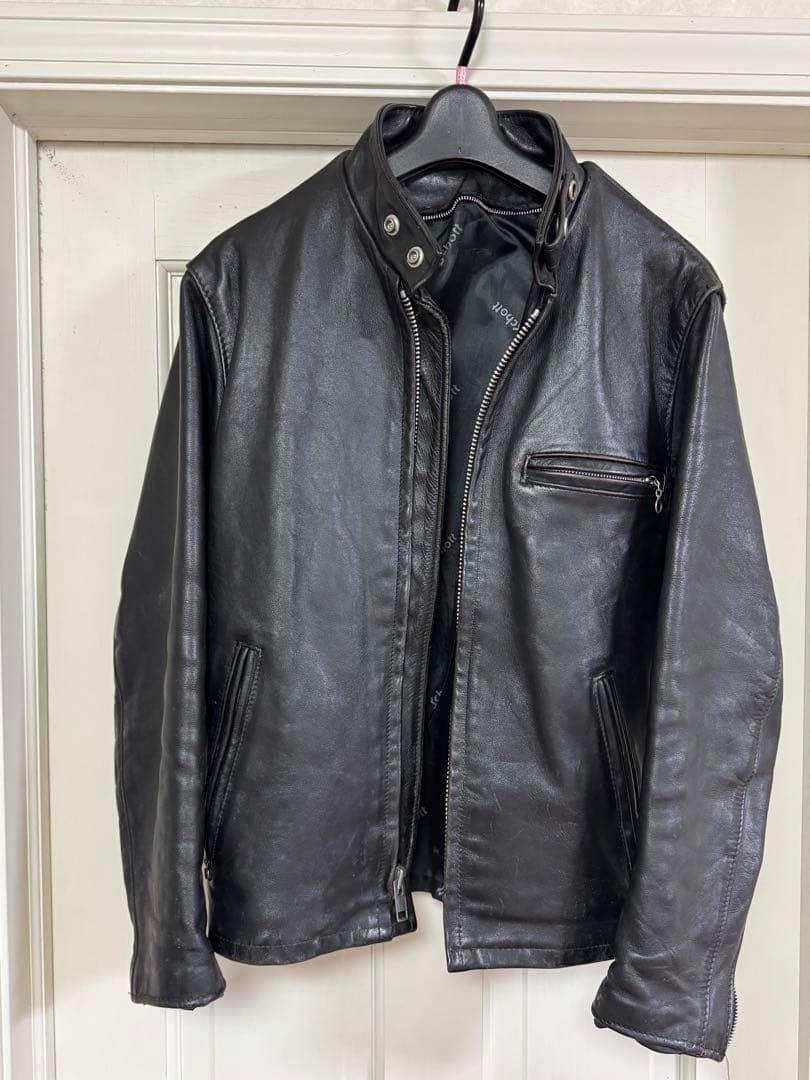 schott ショットブラック シングルライダースジャケット　36 M相当