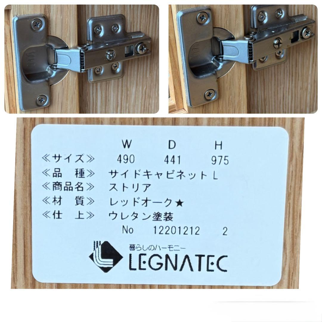 レグナテック ガラス扉　収納棚 引き出し付 無垢材 レッドオーク 幅50