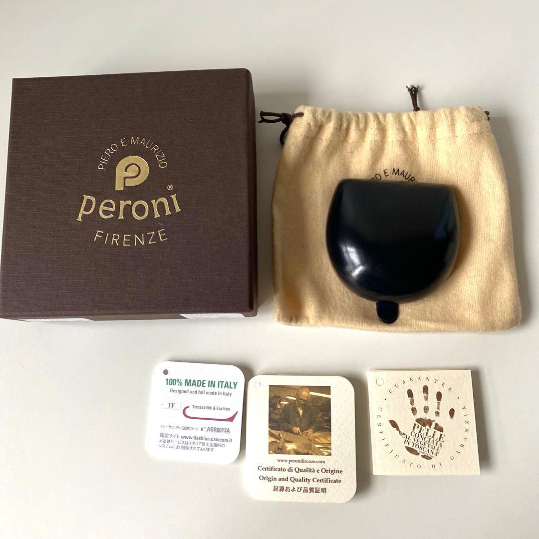 ペローニ 小銭入れ ブラック イタリア ハンドメイド シームレス
