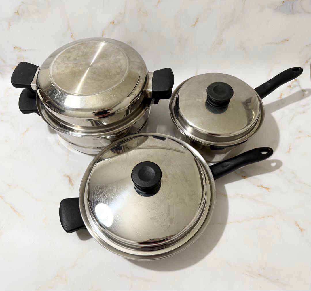 未使用 アムウェイ クィーンクックウェア 大鍋 3点セット 無水調理 美品