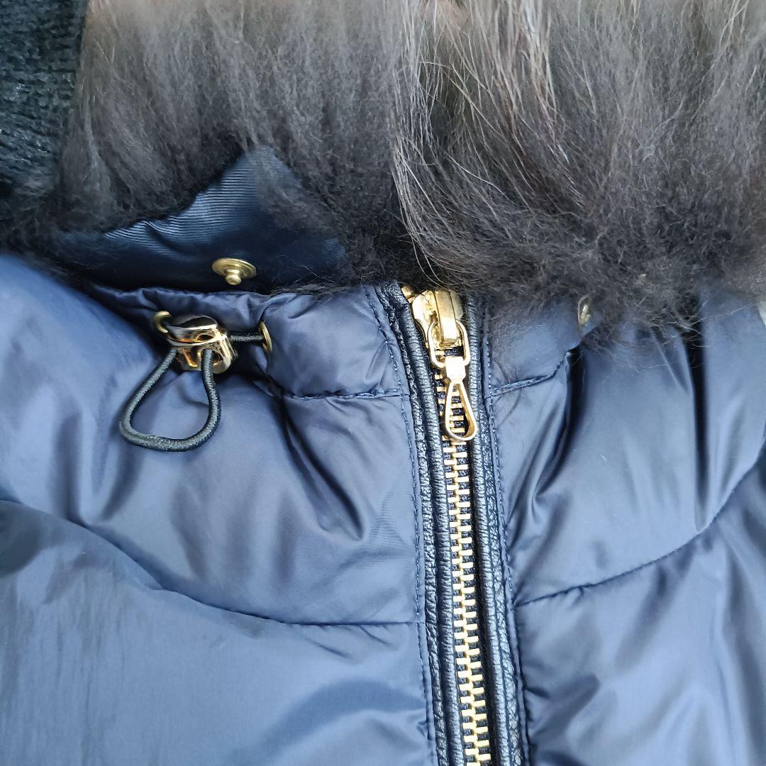 【美品】ナノユニバース 西川ダウン リアルファー ロング 38 ネイビー