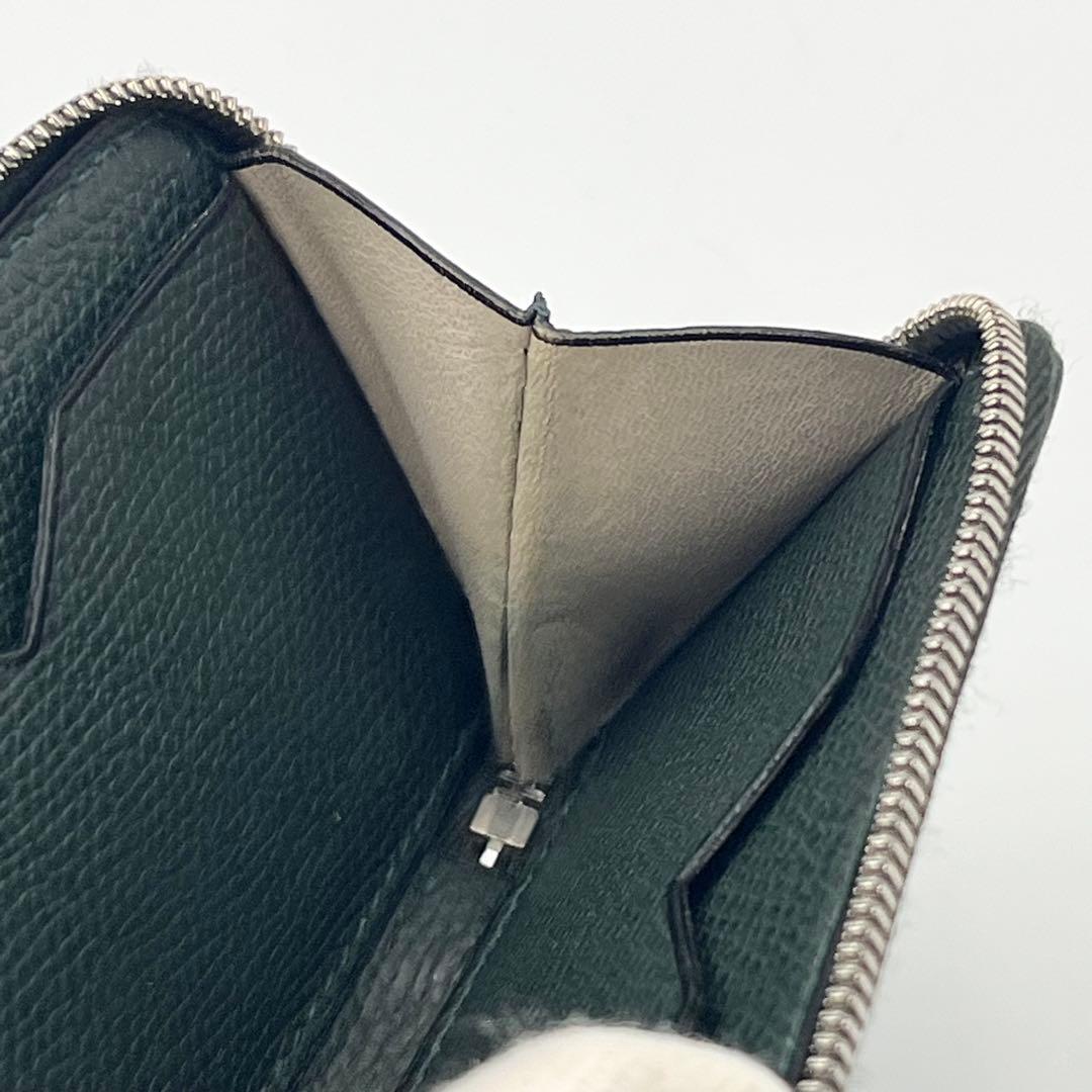 【美品】Valextra ラウンドジップ　ミニウォレット　ケース　グリーン