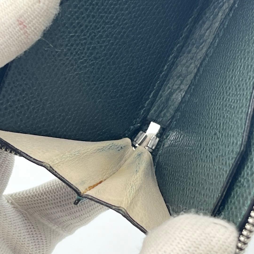 【美品】Valextra ラウンドジップ　ミニウォレット　ケース　グリーン