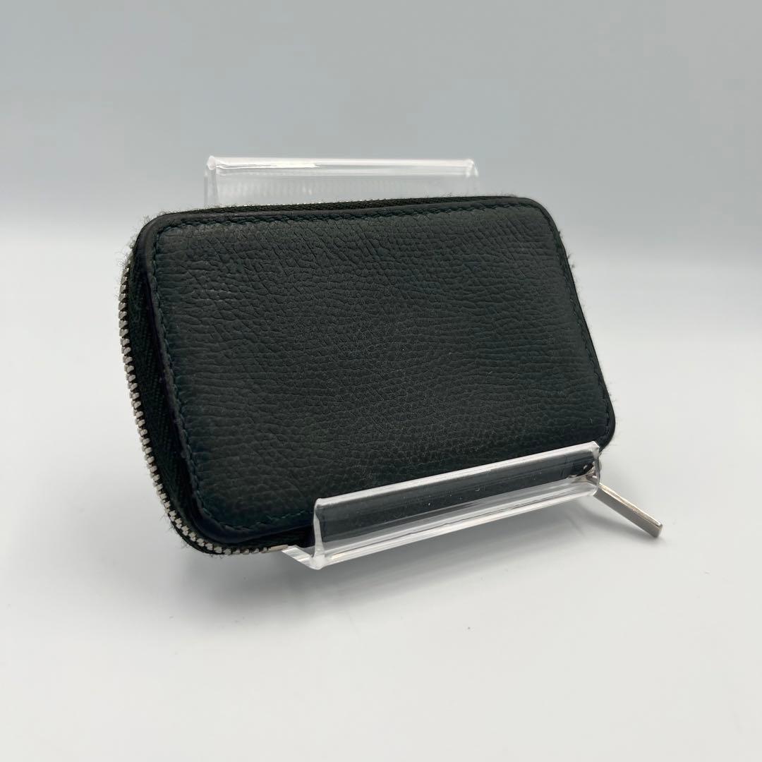 【美品】Valextra ラウンドジップ　ミニウォレット　ケース　グリーン