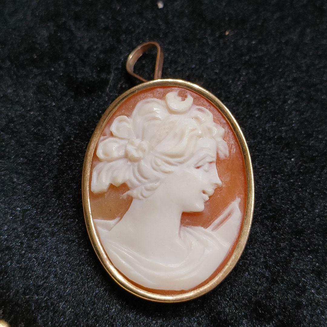 2AC74　585 k14金　カメオ　ブローチ　ペンダントトップ