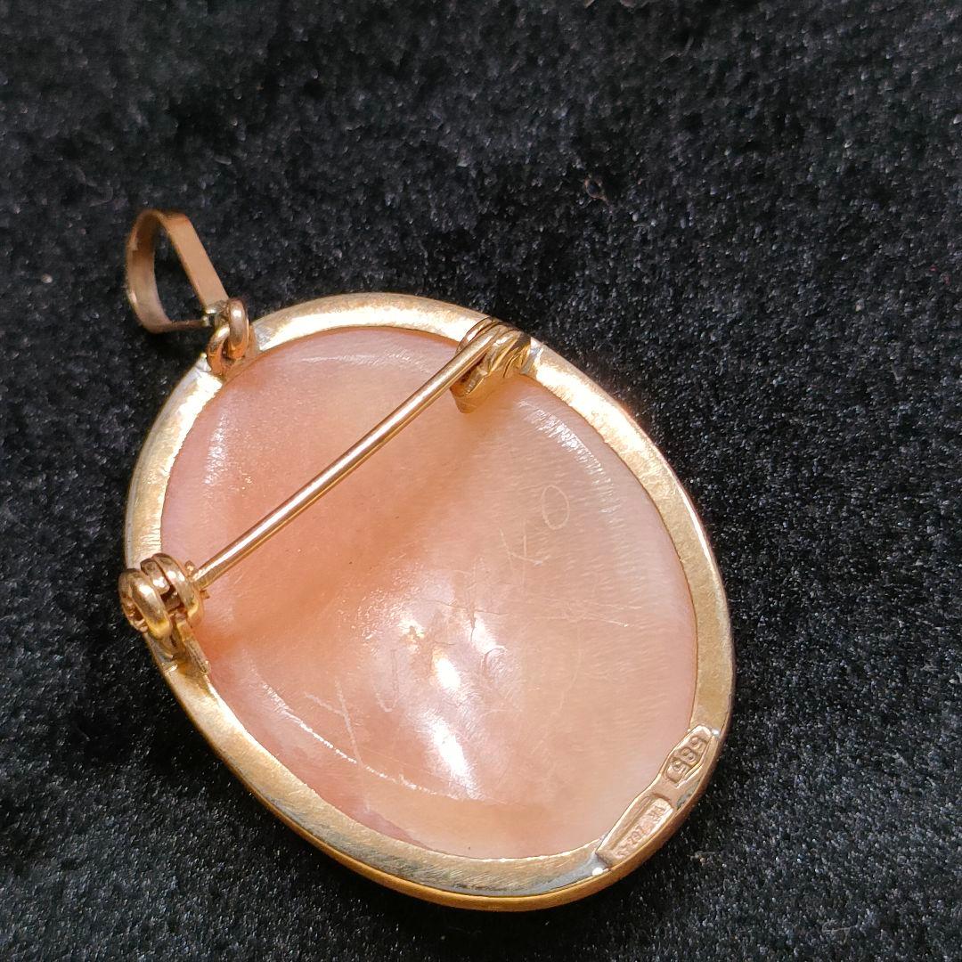 2AC74　585 k14金　カメオ　ブローチ　ペンダントトップ