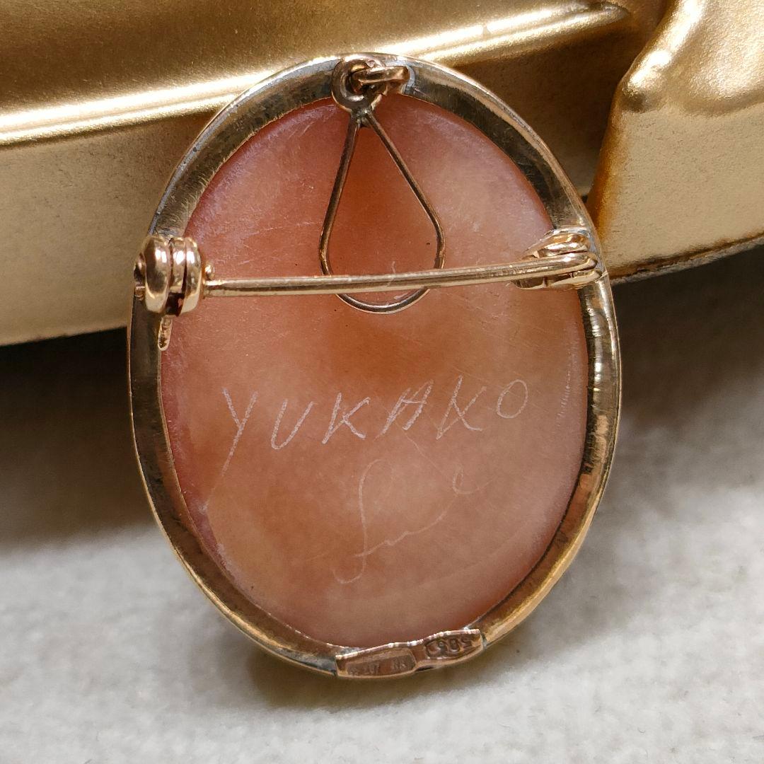 2AC74　585 k14金　カメオ　ブローチ　ペンダントトップ