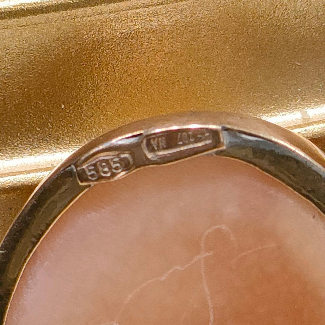 2AC74　585 k14金　カメオ　ブローチ　ペンダントトップ