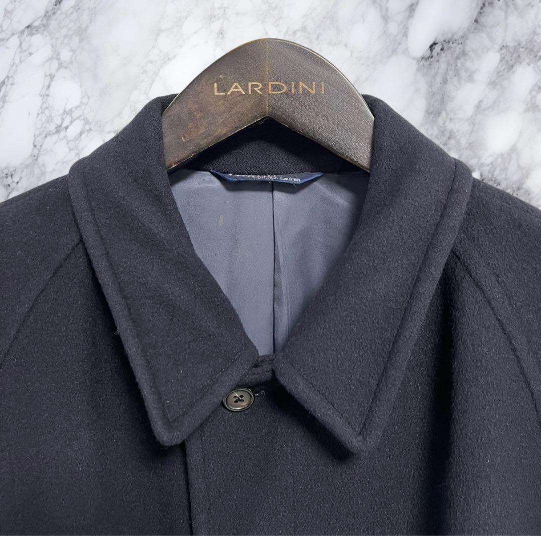 大きめサイズ ポロバイラルフローレン ステンカラーコート マキシ丈 ウール LL