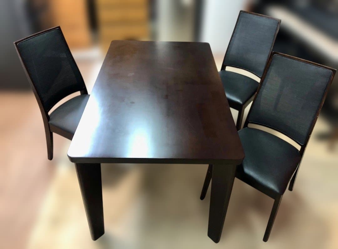 〈手渡し限定＠兵庫県加東市〉ダイニングテーブル＆チェア３脚セット　ブラウン