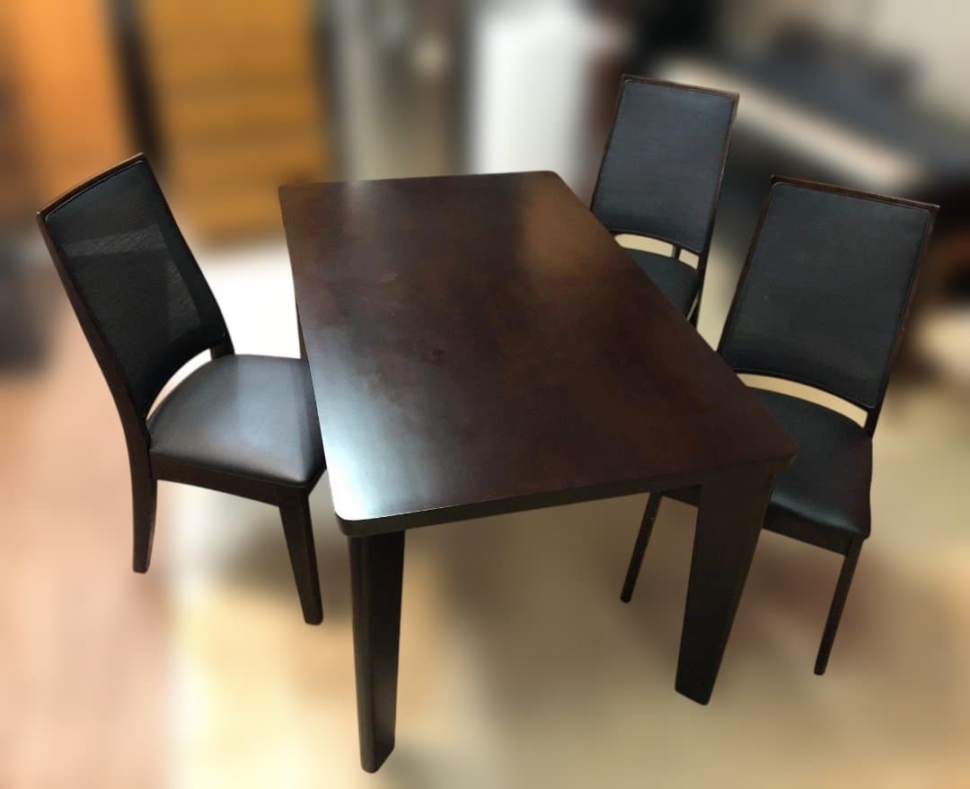 〈手渡し限定＠兵庫県加東市〉ダイニングテーブル＆チェア３脚セット　ブラウン