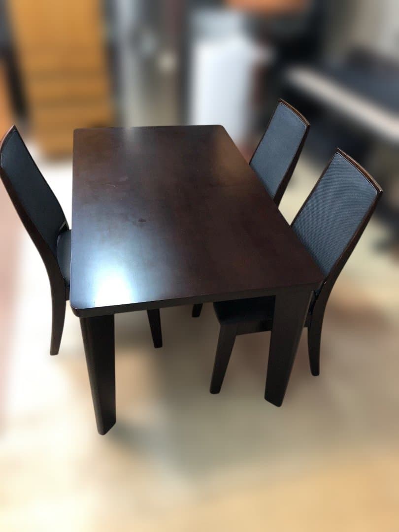〈手渡し限定＠兵庫県加東市〉ダイニングテーブル＆チェア３脚セット　ブラウン