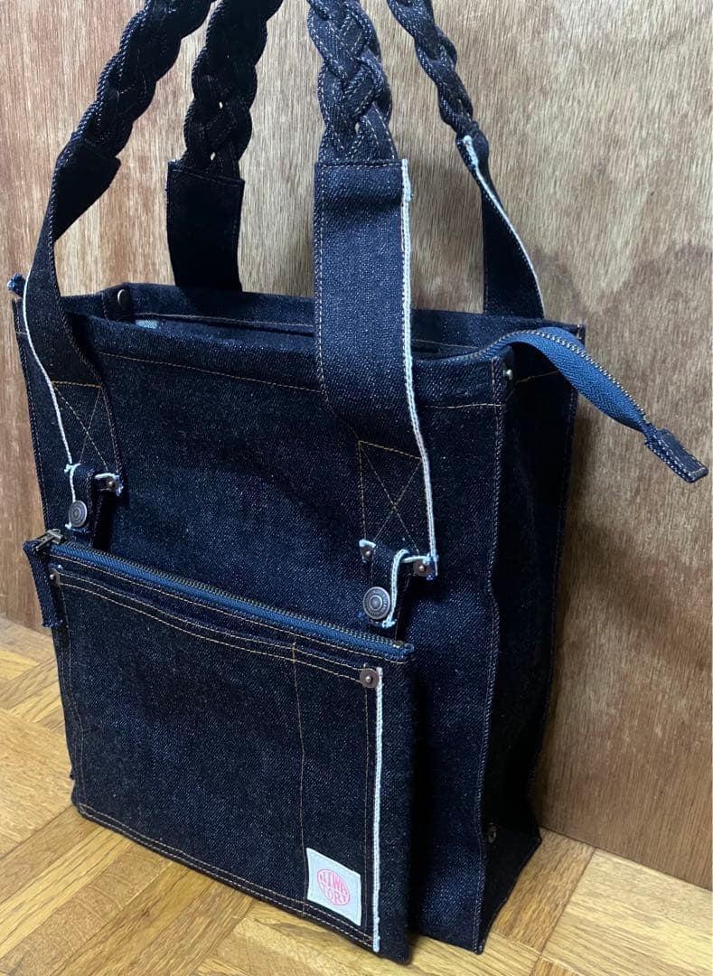 【岡山デニム】外付けポーチ付きトート【ハンドメイド】
