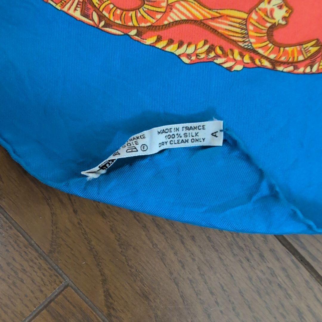 シルクスカーフ 馬と装飾 青