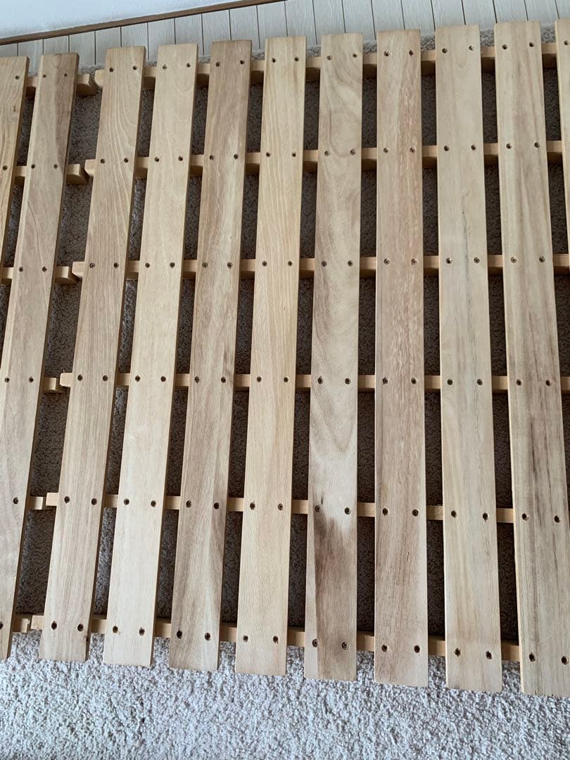 無印 シングルベッドフレーム 木製 オーク材引き出し付き　すのこ　収納