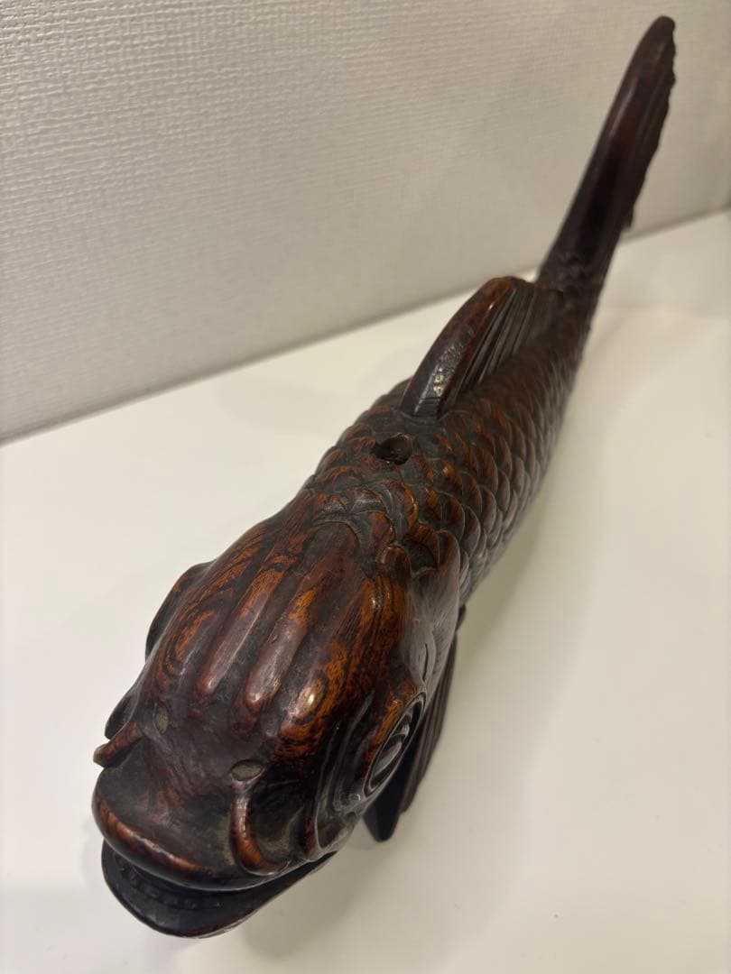 木製 魚型彫刻 約30cm