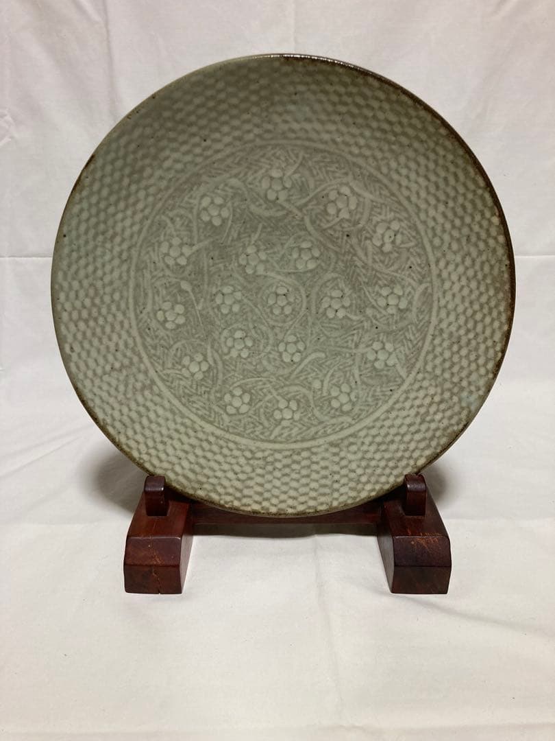 島岡達三　人間国宝　益子焼　地釉象嵌縄文皿　濱田庄司の弟子　民藝