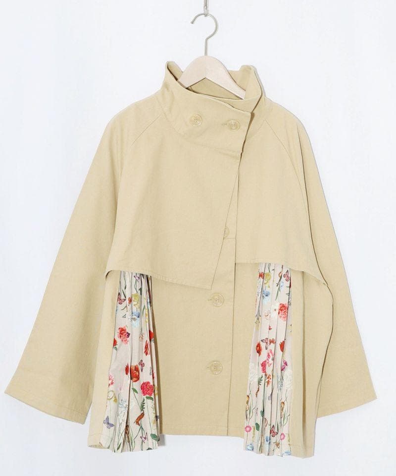 iS ScoLar 561214：クラシカル柄プリーツ×ツイルトレンチ風コート