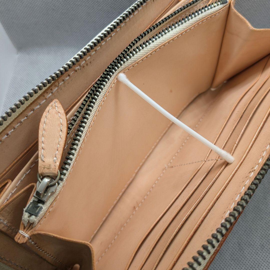 新品ハンドメイド　レザーカービング　ロングウォレット 長財布 ラウンドファスナー