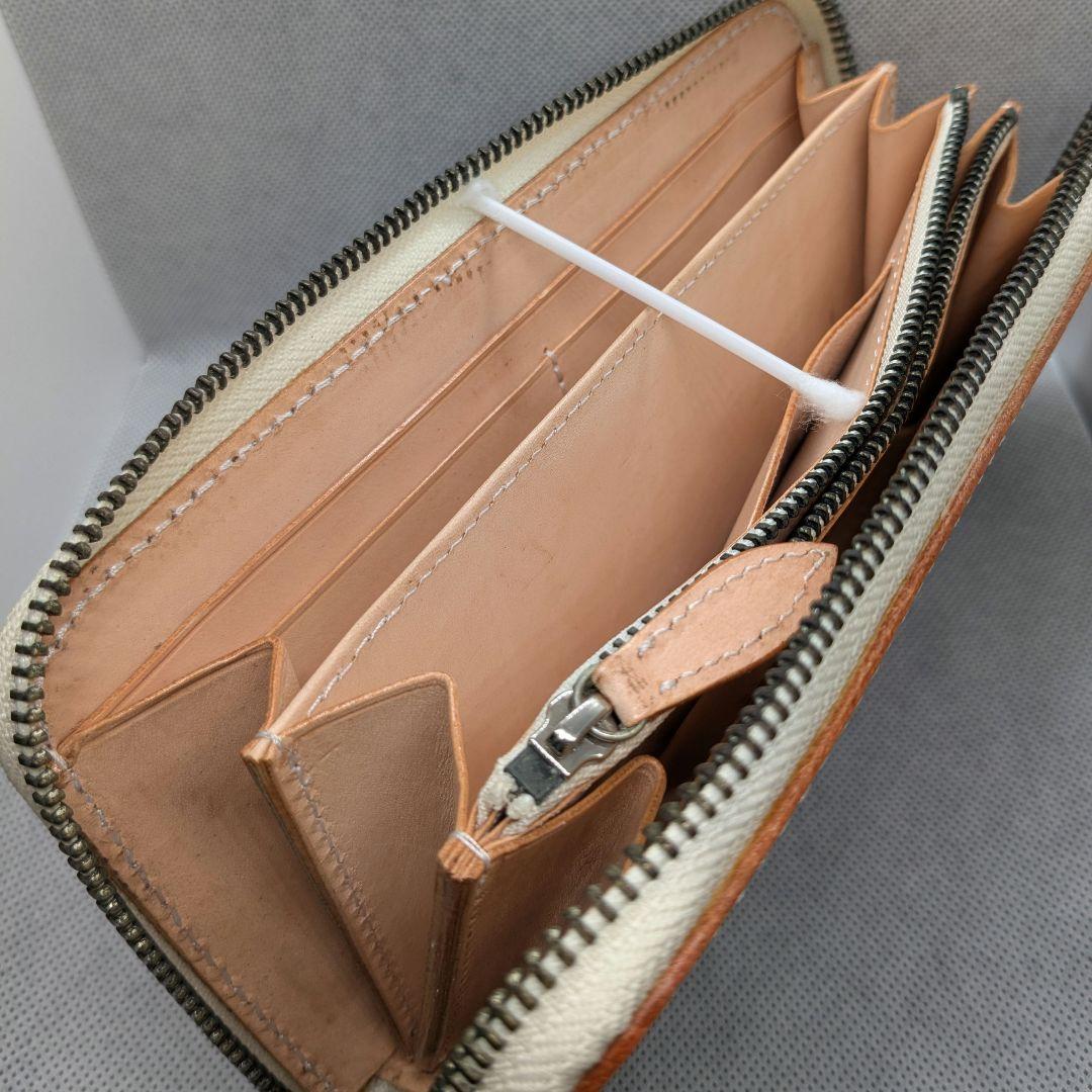 新品ハンドメイド　レザーカービング　ロングウォレット 長財布 ラウンドファスナー