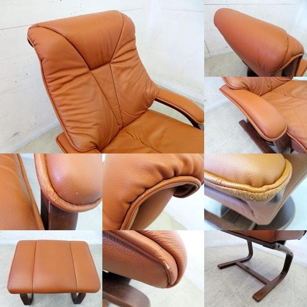 美品■本革■冨士ファニチャ■リクライナー&オットマン■1P■パーソナルチェア■