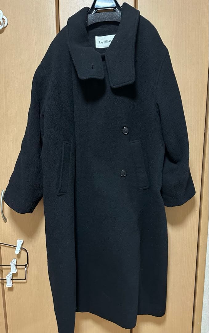 Ray BEAMS モッサ スタンドカラー コート　アウター　ブラック　黒