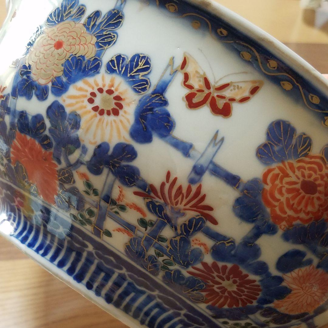 古伊万里　骨董　大鉢　染錦　富貴長春