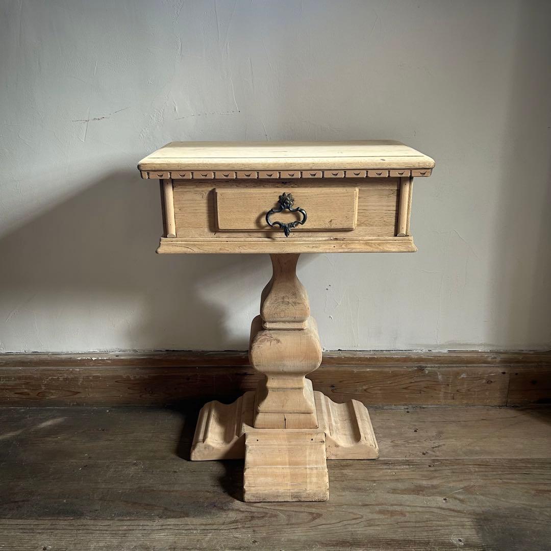 フランスアンティーク サイドテーブル コンソールテーブル 引出し付き 無垢