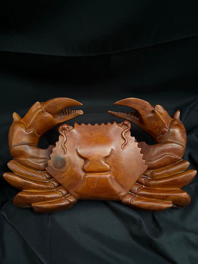 稀少 木彫りの蟹 カニ 木製 置物 木工 工芸品 飾り オブジェ