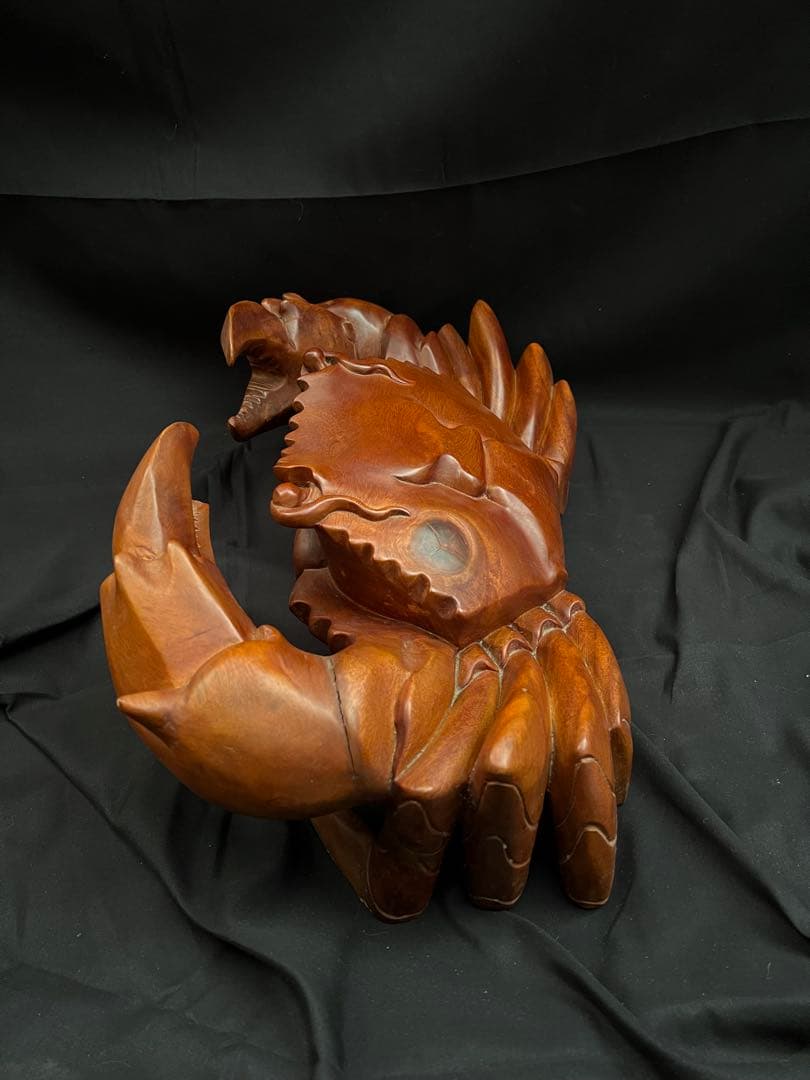 稀少 木彫りの蟹 カニ 木製 置物 木工 工芸品 飾り オブジェ