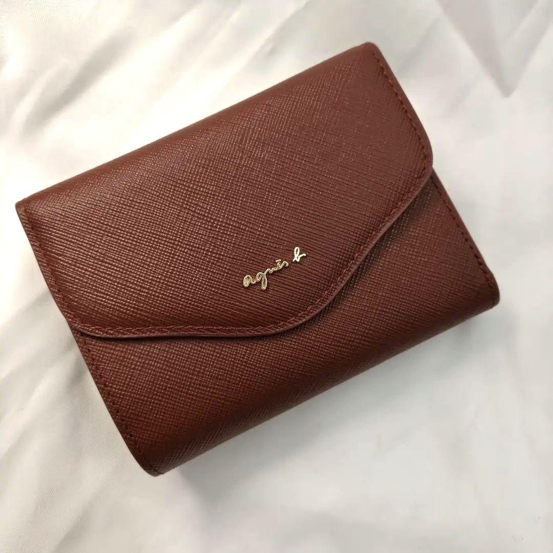 未使用級　agnes b. 三つ折り財布 　アニエスベー　ブラウン