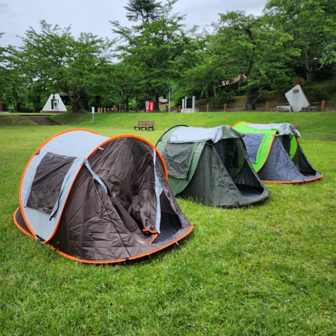 キャンプ用　テント　ポップアップテント　uv加工　BBQ　グリーン&オレンジ