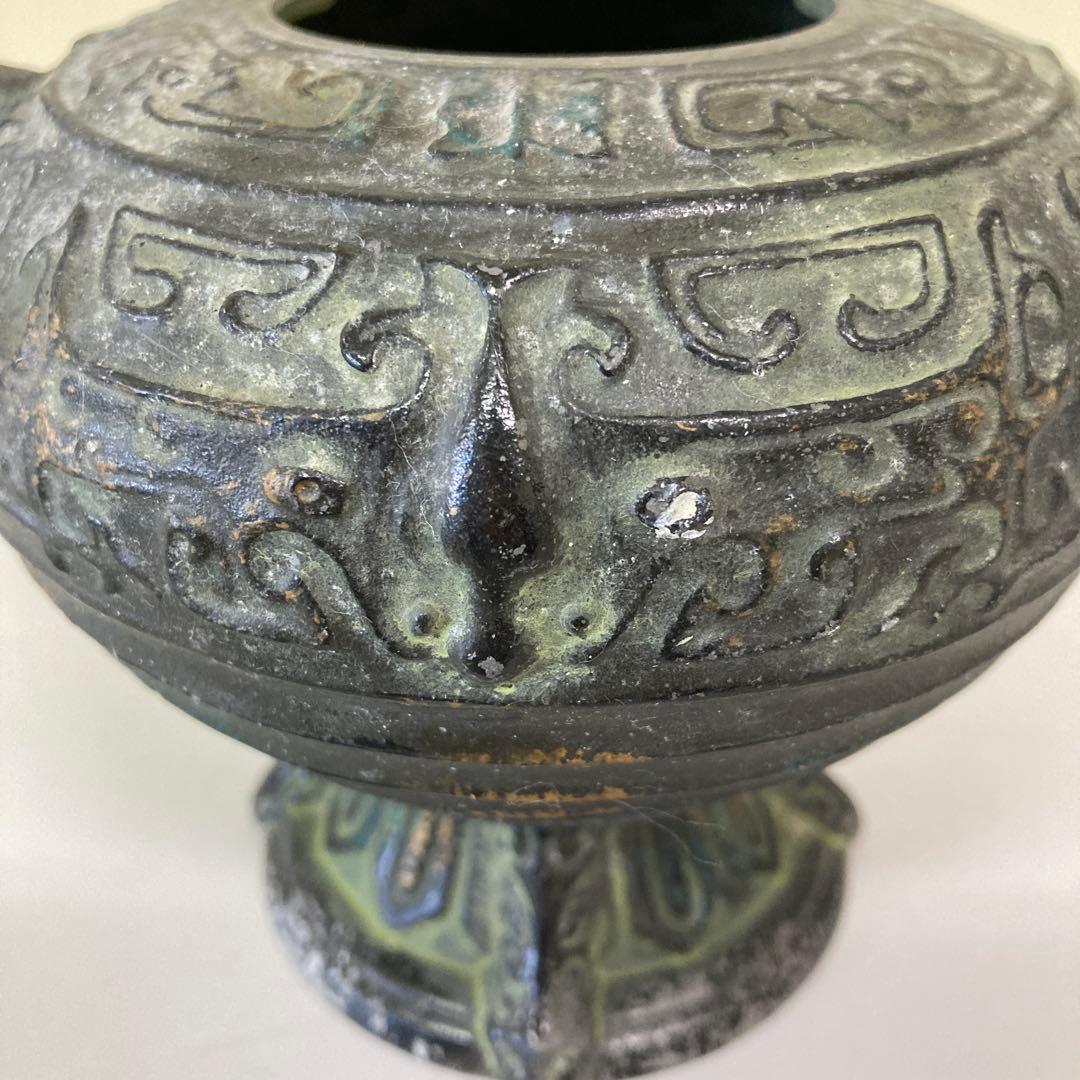 E4 香炉 花生け 鋳物 青銅器風 アンティーク 骨董 古美術 レトロ ヴィンテ