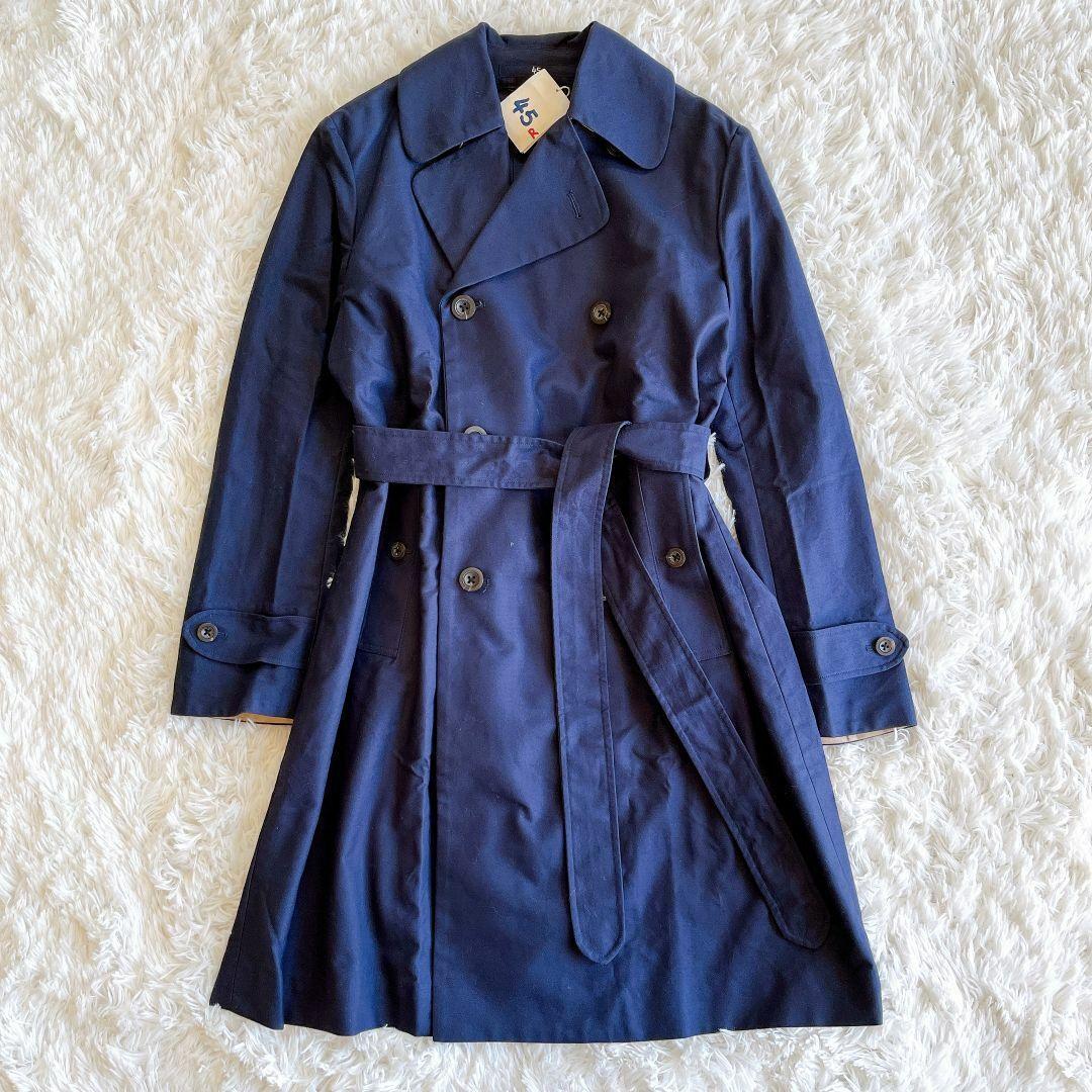 ＊未使用タグ付【45R】トレンチコート　Aライン　インディゴ　大きいサイズ３