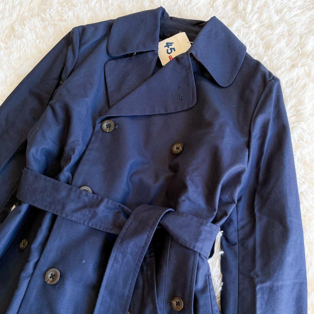 ＊未使用タグ付【45R】トレンチコート　Aライン　インディゴ　大きいサイズ３