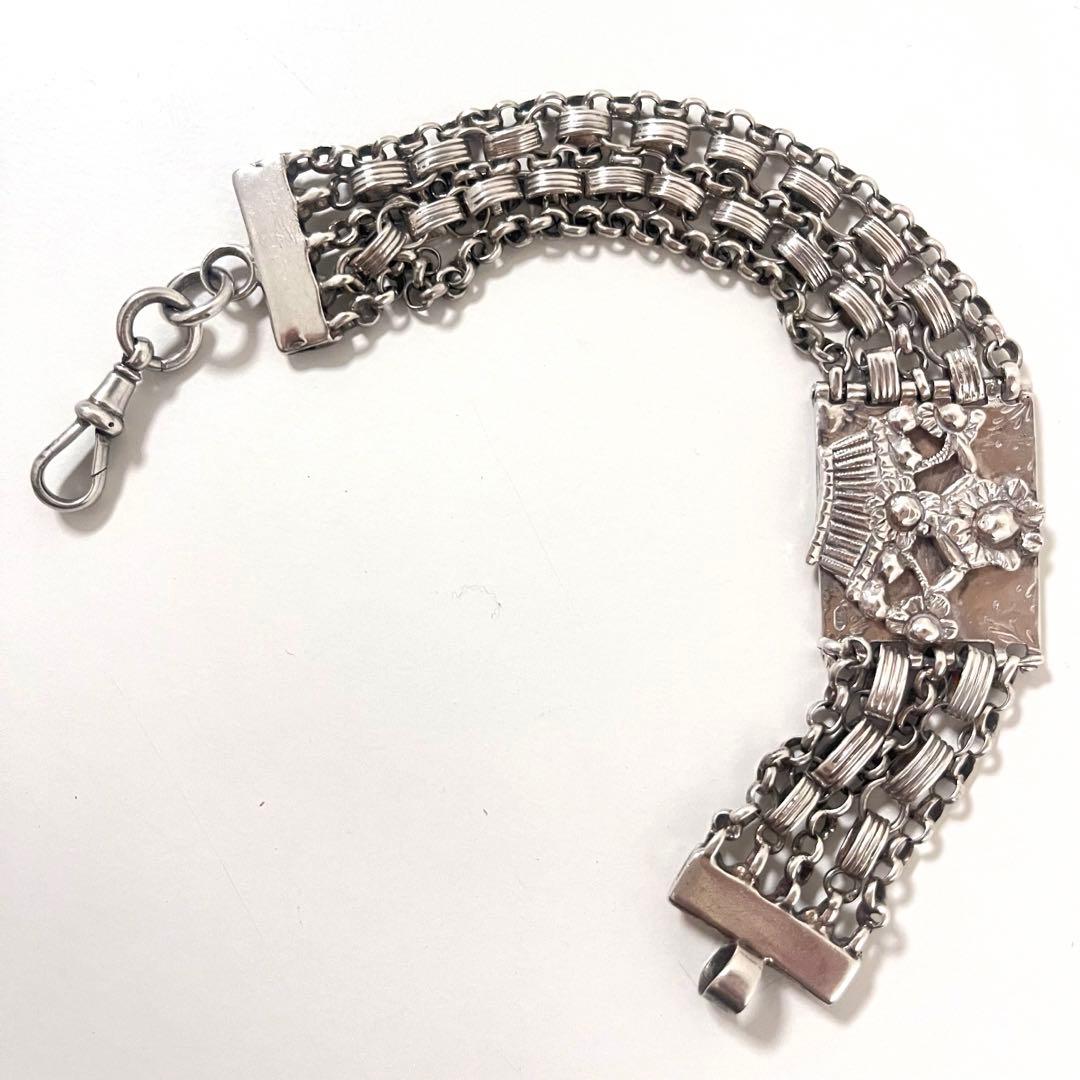 英国 イギリス ヴィンテージ 5連 チェーン ブレスレット シルバー 925