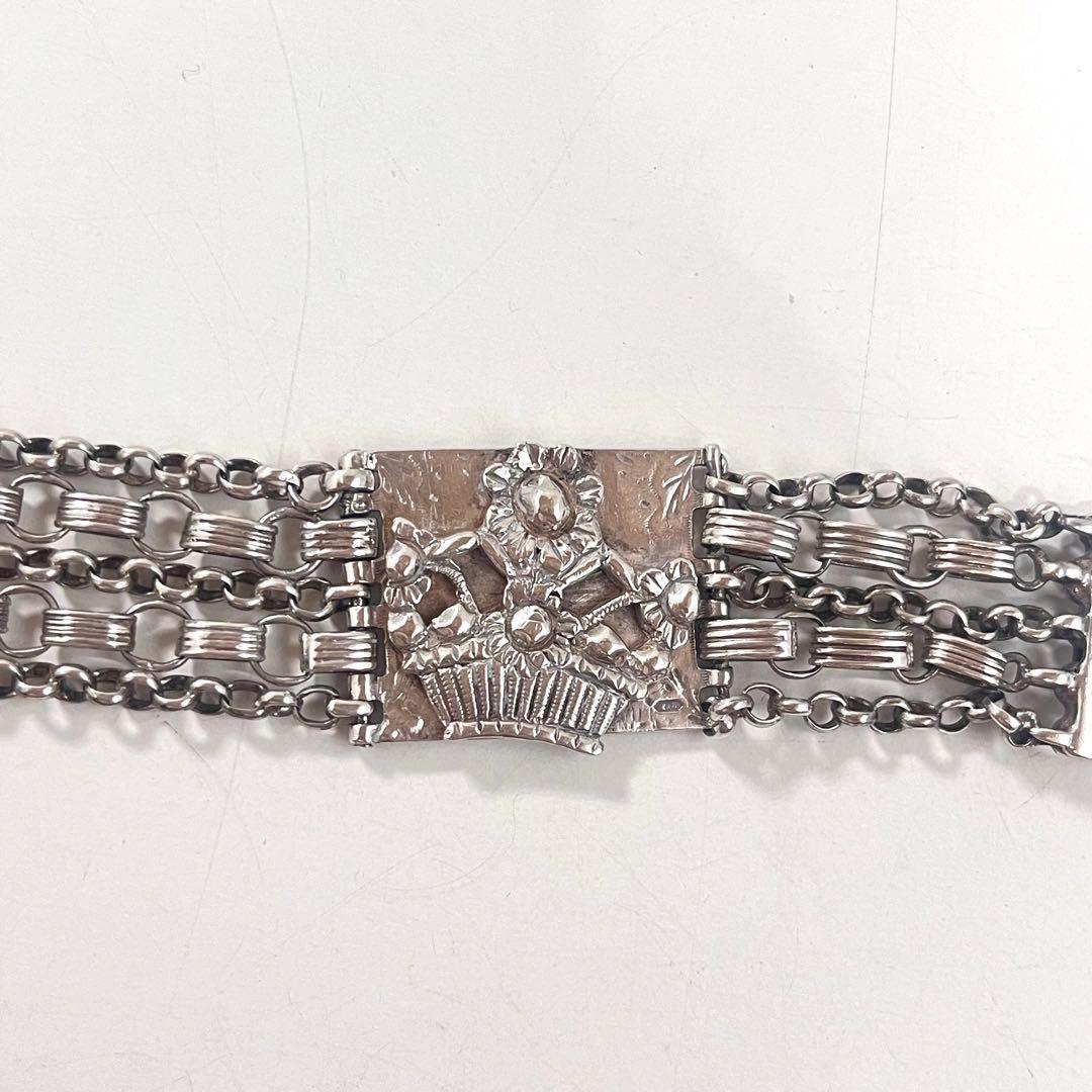 英国 イギリス ヴィンテージ 5連 チェーン ブレスレット シルバー 925