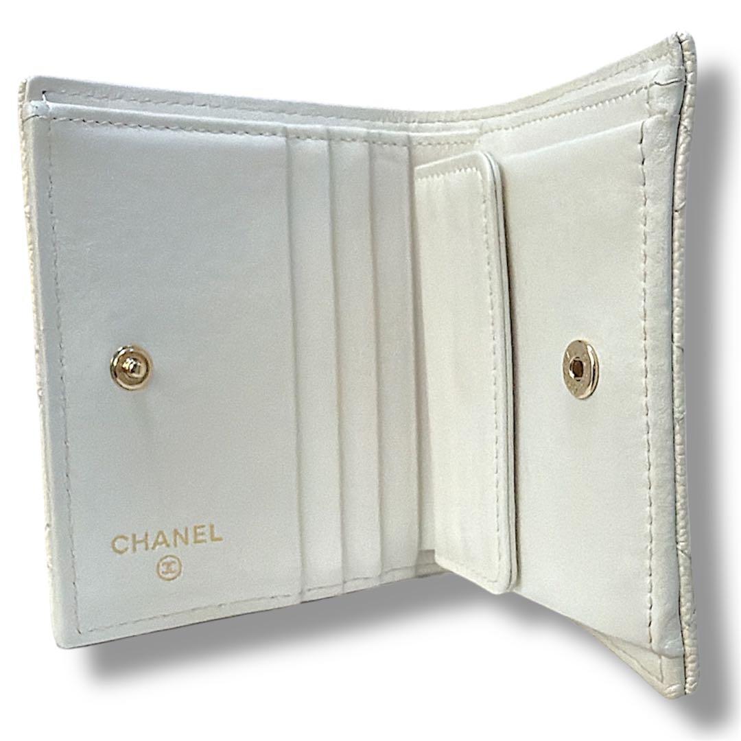 【CHANEL】シャネル財布☆コンパクトウォレット☆キャビアスキン☆美品☆付属品