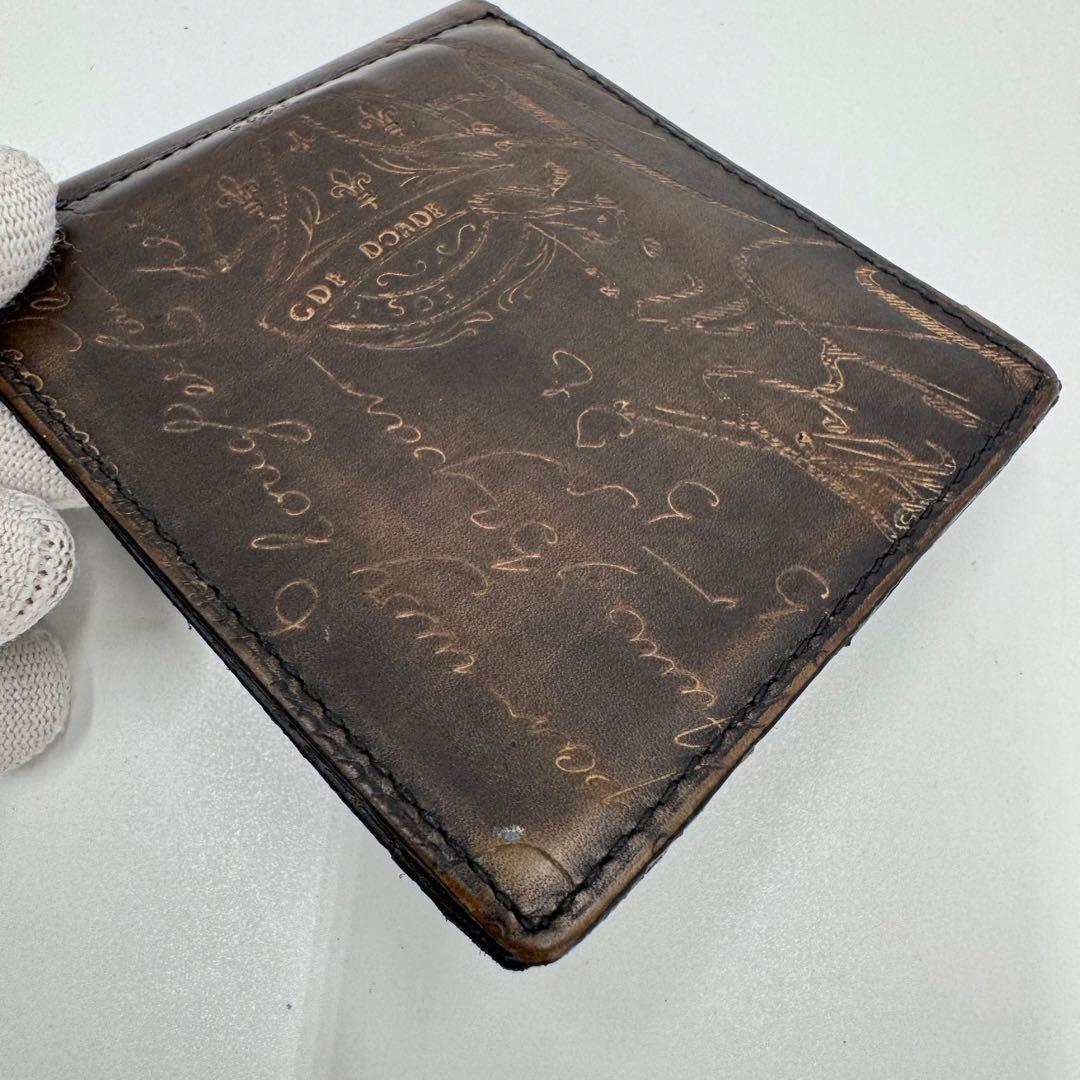 ベルルッティ カリグラフィ レザー マネークリップ カードケース 2つ折り財布