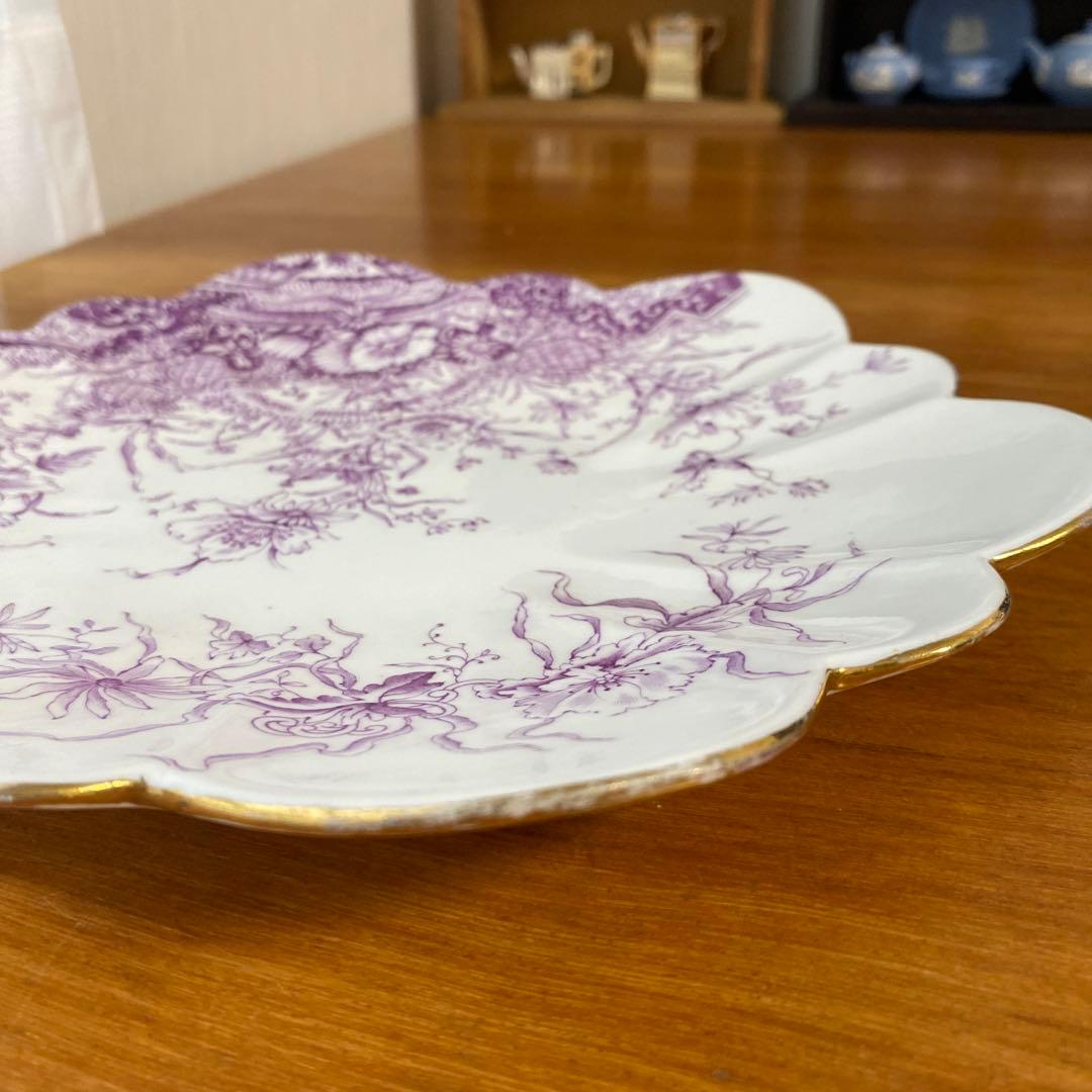 ワイルマン　フォリー　パープル　フラワー　デイジーシェイプ　23cm プレート