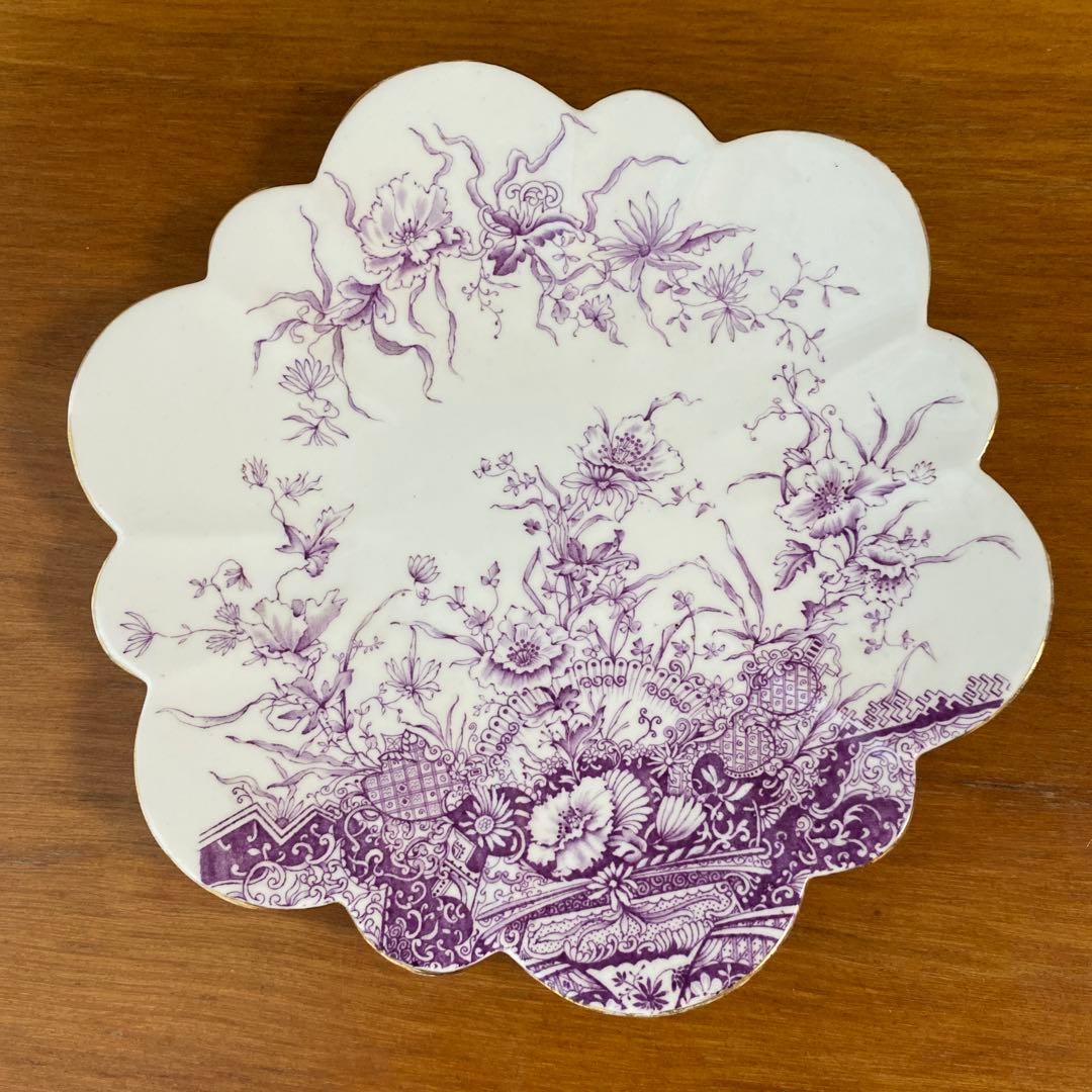 ワイルマン　フォリー　パープル　フラワー　デイジーシェイプ　23cm プレート