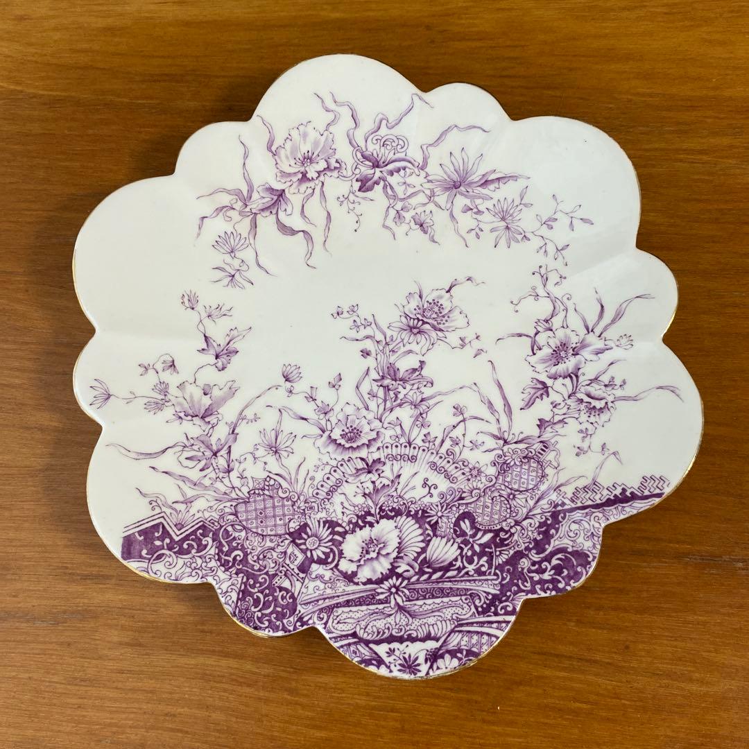 ワイルマン　フォリー　パープル　フラワー　デイジーシェイプ　23cm プレート