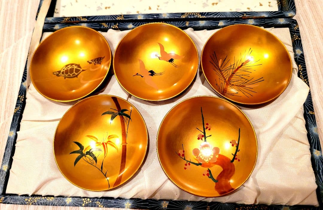 日本和食器 漆器 5個セット 金色