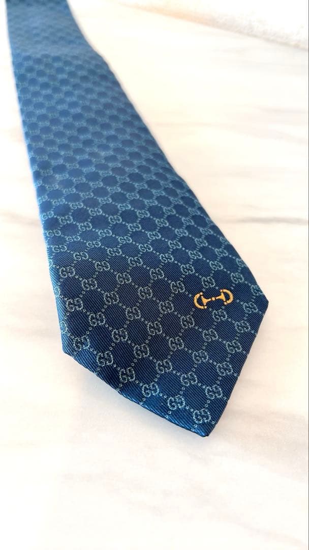 【美品】GUCCI グッチ ネクタイ 青