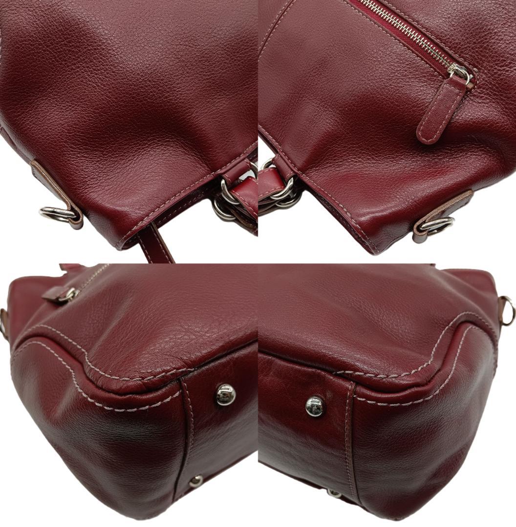 土屋鞄製造所 2wayギャザーショルダーバッグ ワインレッド系