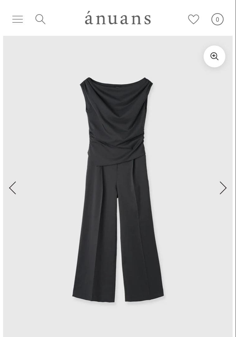 anuans アニュアンス アシメドレープオールインワンチャコールグレー　M