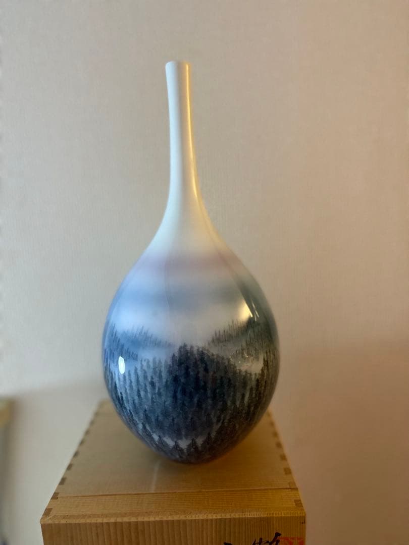 昭和レトロ 美品 朱明窯 藤井朱明 鶴首 花入 花瓶 朝日 花器 高さ約31cm